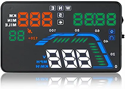 KUFNINE 5.5" Multi Color Car HUD GPS Head Up Display Speedometers Overspeed Warning Dashboard Windshield Projector 2 Colors Q7 Universal (Colorful)