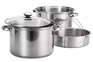 Stainless Steel 4 Pcs Pasta Cooker Set - 8 qt Stock Pot with Steamer Inserts