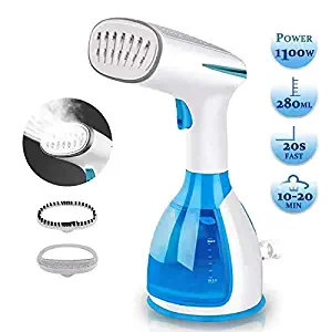 Portable Garment Steamers for Clothes Irons Handheld 1100W Mini Steam Iron Clothing Wrinkle Remove Fabric Travel Steamer 15s Fast Heat-up 100% Safe Ironing 280ml High Capacity Suitable for Home Travel