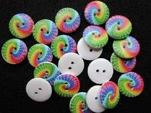 JumpingLight Lot 10 Rainbow Spiral 4-Hole Wood Buttons 1-3/16" (30mm) Craft Scrapbook (1047) Perfect for Crafts, Scrap-Booking, Jewelry, Projects, Quilts