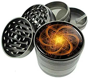 Abstract Atom Em1 Titanium Zinc 2.1in Magnetic Metal Herb Grinder 4 Piece Hand Muller Spices & Herb Heavy Duty