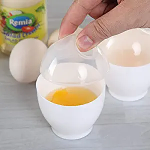 MEIZHIYUE 2pcs Microwave Egg Cooker White Microwave Oven Cup Poacher Egg Boiler Steamer Cooking Tool Kitchen Accessories