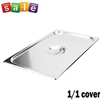 Full Size Stainless Steel Steam Table Pan Cover,1/1 Size Pan Lids, Non-Stick Surface, Solid Lid for Full Size Steam Pans with Handle