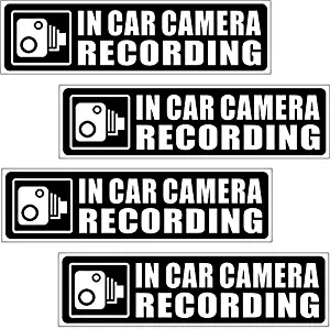 Rockmount Electronics (4 Pack) 5.3"x1.35" - in Car Camera Recording - Vehicle Car Truck Video Dash Cam On Board Bumper Window Safety Security Caution Warning Adhesive Vinyl Decal Label Sticker