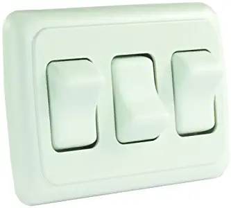 JR Products 12025 White Triple SPST On-Off Switch with Bezel