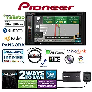 Pioneer AVIC-5200NEX in Dash Double Din 6.2" DVD CD Navigation Receiver and a SiriusXM Satellite Radio Tuner, Antenna SXV300V1 with a Free SOTS Air Freshener