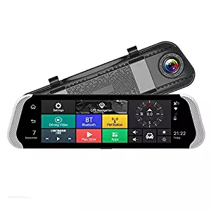 TOOGOO 10 Inch 4g Car Rearview Mirror Dvr Camera Dual Lens Android 5.1 Dash Cam App Adas Warning Bluetooth Dual Lens G-Sensor Dvr