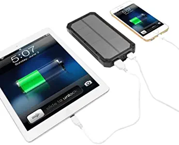 Waterproof 100000mAh Portable Solar Charger Dual USB Battery Power Bank Black