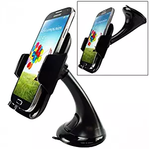 Premium Car Mount Swivel Windshield Phone Holder for Cricket Huawei Mercury - Cricket Kyocera Hydro Plus - Cricket LG Escape 2 - Cricket LG Optimus L70 - Cricket LG Optimus Regard