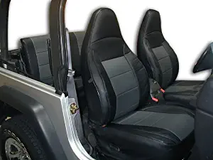 Iggee Jeep Wrangler 1997-2002 Black/Charcoal Artificial Leather Custom fit Front and Rear seat Cover