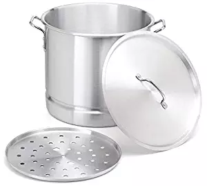 Stock-Pot 12 Qt Aluminum Steam-Pot with Steamer Rack Tamales Heavy Duty Commercial Kitchen Restaurant Olla