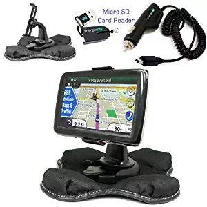 Chargercity Beanbag Friction Mount Kit for Garmin Nuvi 1450 1450T 1470 1470T 1490 1490T GPS Bracket Cradle, Car Charger Vehicle Power Cable & Portable Garmin Dashboard Friction Mount