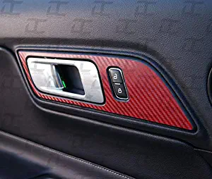 Decal Concepts Door Handle Bezel Trim Accent Decal Kit Cover (Fits Mustang 2015-2019) (Red Carbon Fiber)