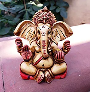 CraftVatika Lord Ganesha Car Dashboard Idol Statue | Hindu God Ganesh Decorative Sculpture Ganpati Car Decor