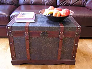 Styled Shopping Saratoga Faux Leather Chest Wooden Steamer Trunk - Large Trunk