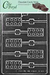 Cybrtrayd Life of the Party K165 Building Blocks Construction Lolly Kids Candy Mold in Sealed Protective Poly Bag Imprinted with Copyrighted Cybrtrayd Molding InstructionsChocolate