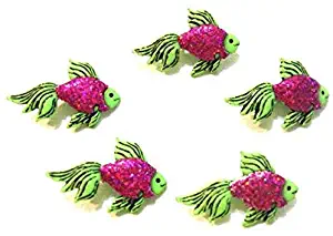 Flat Remove Shank Tropical Fish Buttons Tropicana Set of 5 Glitter Craft Supply bKET -899