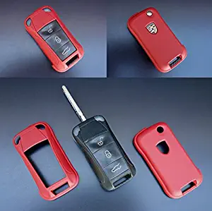 OriginalEuro RED Remote Flip Key Cover Case Skin Shell Cap Fob Protection Hull for Porsche