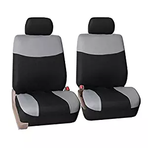 FH Group FH-FB056102 Modern Flat Cloth Pair Set Car Seat Covers, Gray/Black Color w. FREE GIFT-Fit Most Car, Truck, Suv, or Van