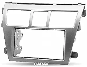Carav 11-164 Audio Car Stereo Dash Kit Double Din Car Radio Stereo Face Facia Panel Frame DVD Dash Installation Kit for Toyota Vios, Belta Yaris Sedan 2006+ (Silver) with 17398mm 178102mm