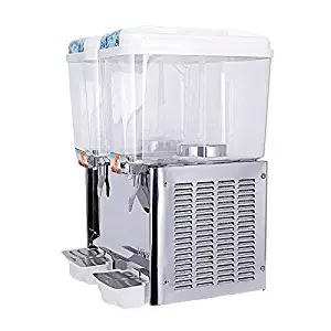 Commercial Juice Dispenser Machine, 2 Tanks 9.5 Gallon, KUPPET Fruit Juice Dispenser For Cold Drink, Plastic/Stainless Steel Finish Beverage Dispenser, 18 Liter Per Tank, Cold 280W