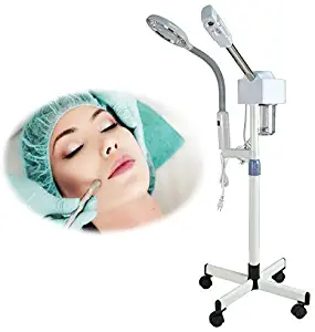 2 in 1 Facial Steamer 5X LED Floor Magnifying Lamp UV Ozone Mist Face Steamer Salon Spa Beauty Skin Care Equipment