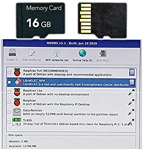 16GB Raspberry Pi Noobs Preloaded Micro SD Card, Class 10, Works with Pi 4 Model B, Pi 3 Model B+ (Plus), Model B, Pi 3 Model A+, Pi2, Zero | Compatible with All Pi Models