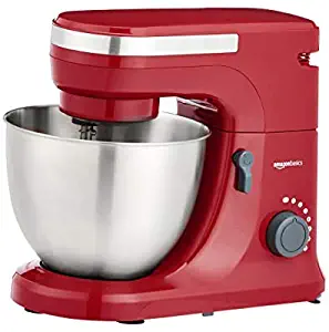 AmazonBasics Multi-Speed Stand Mixer with Attachments, Red