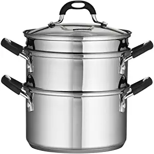 Tri-Ply Base Construction, Durable, 18/10 Stainless Steel 4-Piece 3-Quart Steamer/Double-Boiler, Silver