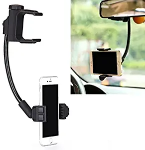 Rear View Mirror Car Mount Holder Swivel Cradle for Samsung Galaxy J3 J7 S8 S9 +, Note 8 9 - iPhone X XR XS 6S 7 8 Plus - Google Pixel 2 3 XL - LG G6 G7 ThinQ V35 V40 - ZTE - Moto Z - All Smartphones