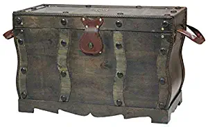 Vintiquewise QI003250L Antique Style Distressed Wooden Pirate Treasure Chest, Coffee Table Trunk