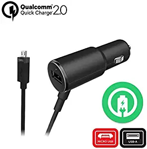 Turbo Fast 25W Car Charger Works for BLU Dash X Plus with Extra USB Port and Long Hi-Power MicroUSB Cable!