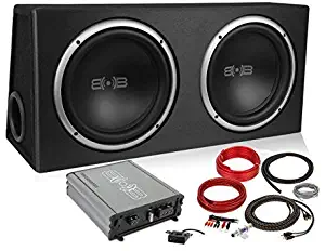 Belva 1200 watt Complete Subwoofer Package Includes Two (2) 12-inch Subwoofers in Ported Box, Monoblock Amplifier, Amp Wire Kit [BPKG212v2]