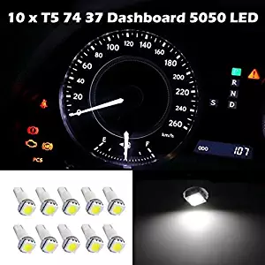 Partsam 10x White T5 74 37 73 257 5050 SMD Instrument Speedo Dash LED Light for Mitsub For 2003-2011 Honda Element