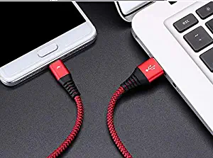 Nylon Braided USB Type C Cable, iFlash USB A 2.0 to USB-C Fast Charger Cord for Samsung Galaxy S10 S9 S8 Plus Note 10 9 8, Moto Z, LG V30 V20 G5 Nintendo Switch 2018 Mini Active Pro (Red, 1 Foot)