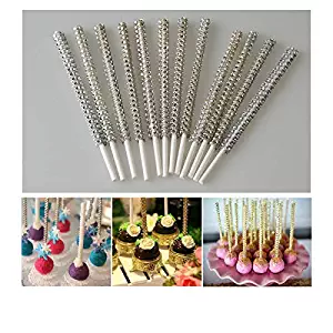 Silver Bling Cake Pop Sticks Lollipop Baking Candy Apple Sticks Holders Decoration Birthday Party - Pack of 24