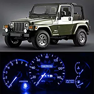 Partsam Speedometer Indicator LED Light Package Instrument Panel Gauge Cluster Dashboard LED Light Bulbs Compatible with 97-06 Jeep Wrangler-Blue