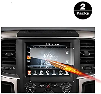 2013-2018 Dodge Ram 1500 2500 3500 Uconnect Touch Screen Car Display Navigation Screen Protector, RUIYA HD Clear Tempered Glass Car in-Dash Screen Protective Film (8.4 Inch X2)