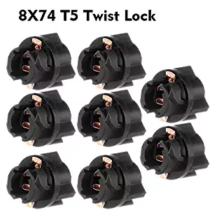 cciyu 8 Pack Twist Sockets 17 37 70 Instrument Panel Cluster Plug Lamp Dash Light Bulb (T5 Twist lock)