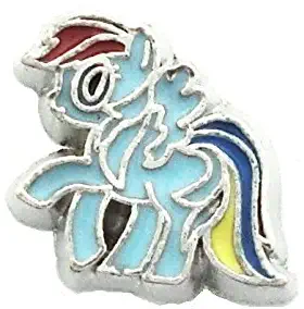 Cherityne Rainbow Dash Vector Pony Cartoon Character Floating Charm for Locket Pendants