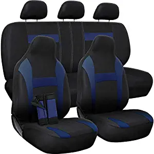 Motorup America Auto Seat Cover Full Set - Fits Select Vehicles Car Truck Van SUV - Blue & Black