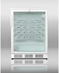 Summit: SWC6GWL 24'' Wine Cellar with 51-Bottle Capacity, Large Wine Racks, Interior Light and Tempered Glass Door w/Lock: White