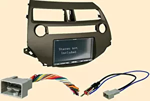 Stereo Install Dash Kit + Radio Wire Harness + Antenna Adapter Honda Accord 2008 2009 2010 2011 2012 + Crosstour 2010-2012 Earth Taupe Color - ETB - Single or Double Din new radio Install - Only Works in Accords Without Factory Navigation and Has a Single Climate Control Knob