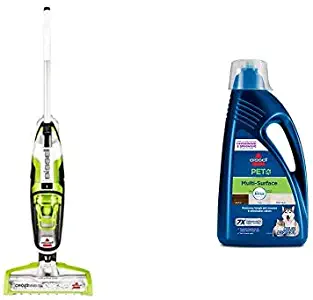 BISSELL CrossWave Floor and Carpet Cleaner with Wet-Dry Vacuum, 1785A - Green and Bissell, 2295L Multi-Surface Pet Formula with Febreze Feshness for Crosswave and Spinwave (80 oz)