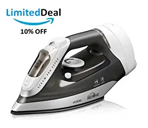 kealive Steam Iron, Omnipotent Professional Large Anti-Drip Nonstick Iron, Vertical Steam Burst Clothes Iron, Anti-Calcium System, Self-Clean, Retractable Cord, Steam Control, Auto Shut Off