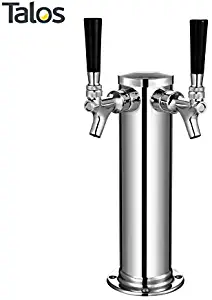 Talos Draft Beer Kegerator Tower, Stainless Steel Beer, 3" Column (2 Faucet)