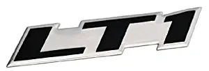 ERPART LT1 Embossed Black on Silver Real Aluminum Auto Emblem Badge Nameplate Compatible with Chevy Corvette Buick Camaro Pontiac Trans AM Caprice SS Impala Cadillac Pontiac Firebird Z28