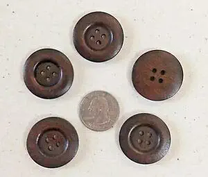 JumpingLight Pkg of 5 Dark Brown 4-Hole Wood Buttons 1-1/4" (30mm) Scrapbooking Craft (9091) Perfect for Crafts, Scrap-Booking, Jewelry, Projects, Quilts