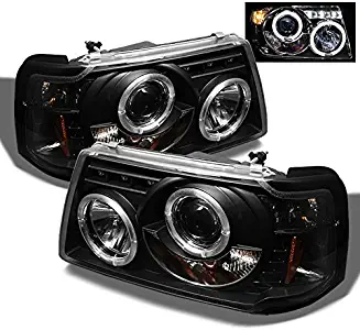 For 2001-2012 Ford Ranger Pickup 2 in 1 Black Bezel Dual Halo Ring Projector Headlights w/Corner Signal Lamps