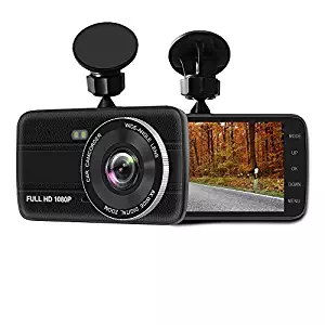 4.0" Screen Full HD 1296P60 170 Wide Angle Dashboard Camera, Car DVR Vehicle Dash Cam with G-Sensor, WDR, Loop Recording,32G TF card, black